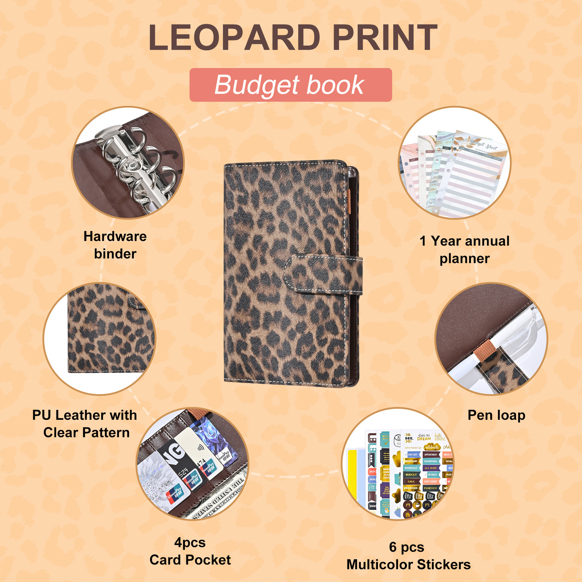 A6 Leopard Print Loose Leaf Co - Notebook Dotted A5 recensione e prezzo