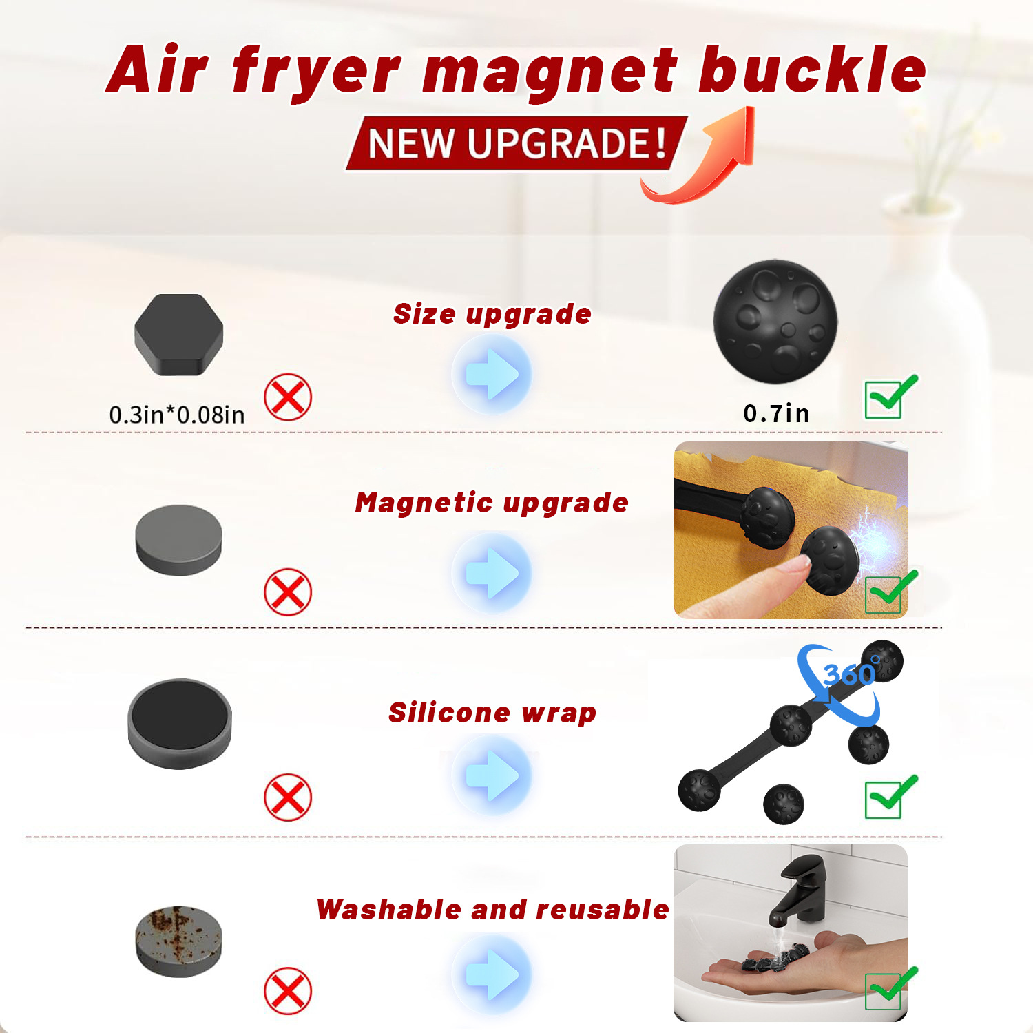 1/2sets Silicone Air Fryer Mag - Paperclip Magnetic Set recensione e prezzo